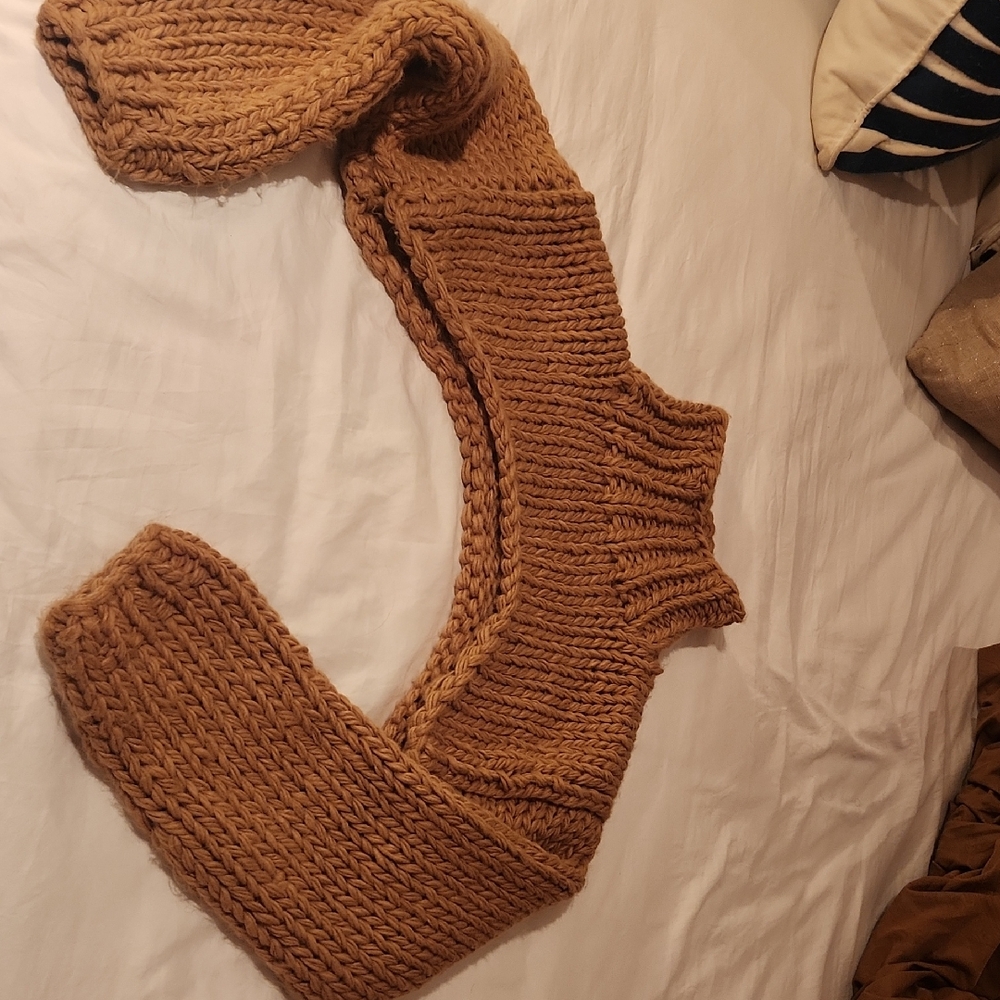 Chunky Knit Tan Crop Sweater